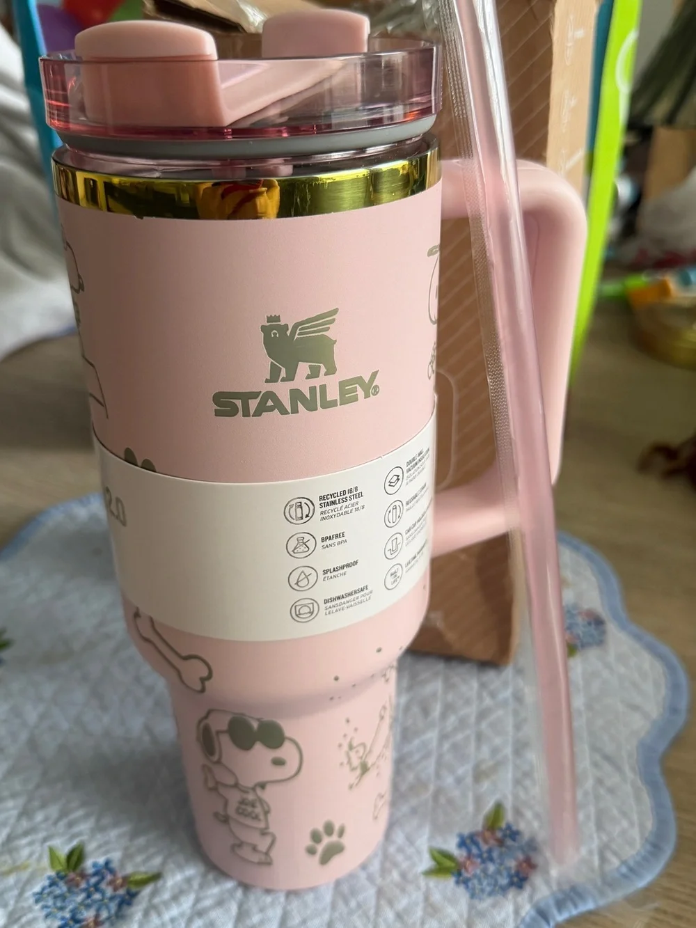 Stanley Pink 40oz with Snoopy Engravings - Picture 1 of 9